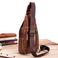 Men Women Leather Sling Bag Outdoor Sports Crossbody Backpack Brown