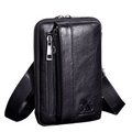 Men Women Leather Waist Bag Phones Shoulder Running Sports Bag Black