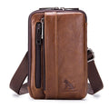 Men Women Leather Waist Bag Phones Shoulder Running Sports Bag Brown