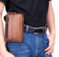 Men Women Leather Waist Bag Phones Shoulder Running Sports Bag Brown