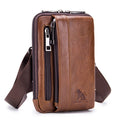 Men Women Leather Waist Bag Phones Shoulder Running Sports Bag Brown
