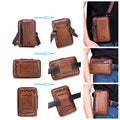 Men Women Leather Waist Bag Phones Shoulder Running Sports Bag Brown