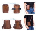 Men Women Leather Waist Bag Phones Shoulder Running Sports Bag Brown