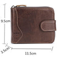 Men Zip Leather Wallet 14 Credit Card Holder with 4 ID Windows Coffee