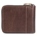 Men Zip Leather Wallet 14 Credit Card Holder with 4 ID Windows Coffee