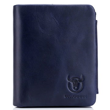 Men's Genuine Leather Trifold Wallet with Coin Pocket Business Purse