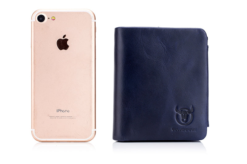 Men's Genuine Leather Trifold Wallet with Coin Pocket Business Purse