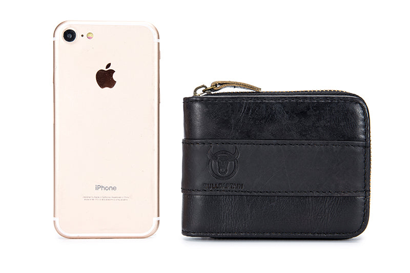 Men's RFID Blocking Wallet Genuine Leather Zip Around Vintage Purse