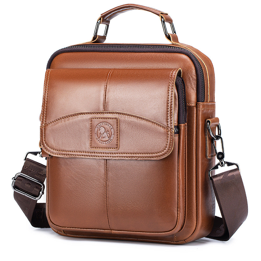 Men's Small Leather Shoulder Bag Messenger Crossbody Travel Work Bag