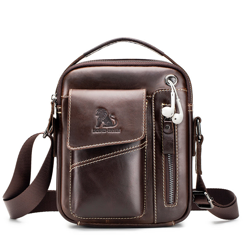 Men's Small Leather Shoulder Bag Messenger Pack Crossbody Travel Bag