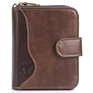 Men's Zip Leather Wallet 14 Credit Card Holder Secure and Durable