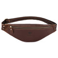 Men's Crazy Horse Leather Fanny Pack Belt Phone Waist Bag Brown