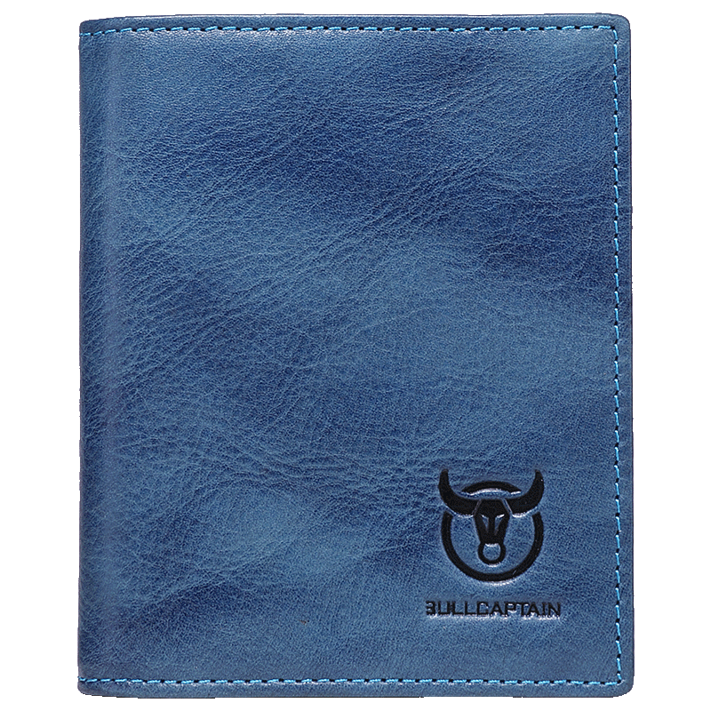 Men's Genuine Leather Bifold Wallet RFID Blocking Credit Card Holder Blue