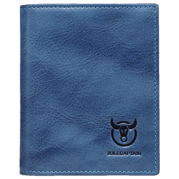 Men's Genuine Leather Bifold Wallet RFID Blocking Credit Card Holder Blue