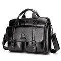 Men's Genuine Leather Briefcase Business Leather File iPad Messenger Bag Black