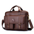 Men's Genuine Leather Briefcase Business Leather File iPad Messenger Bag Brown