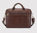 Men's Genuine Leather Briefcase Business Leather File iPad Messenger Bag Brown 
