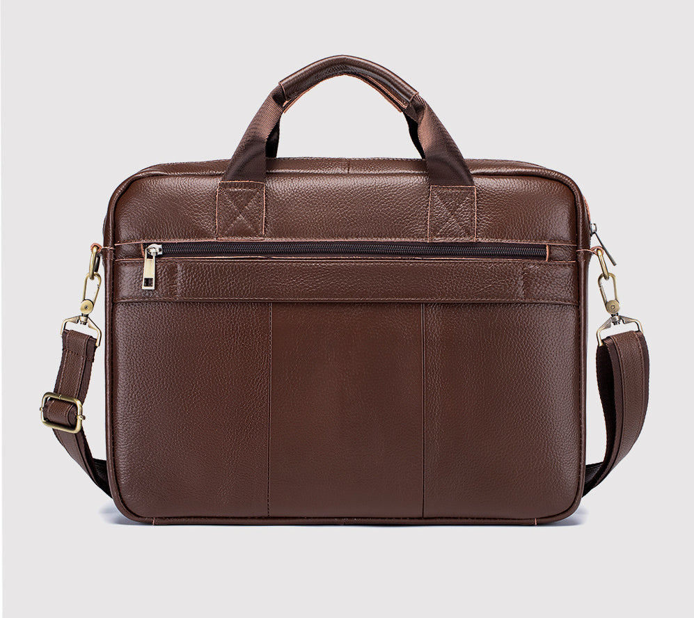Men's Genuine Leather Briefcase Business Leather File iPad Messenger Bag Brown 