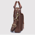 Men's Genuine Leather Briefcase Business Leather File iPad Messenger Bag Brown