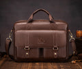 Men's Genuine Leather Briefcase Business Leather File iPad Messenger Bag Brown