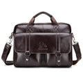 Men's Genuine Leather Briefcase Business Leather File iPad Messenger Bag Coffee