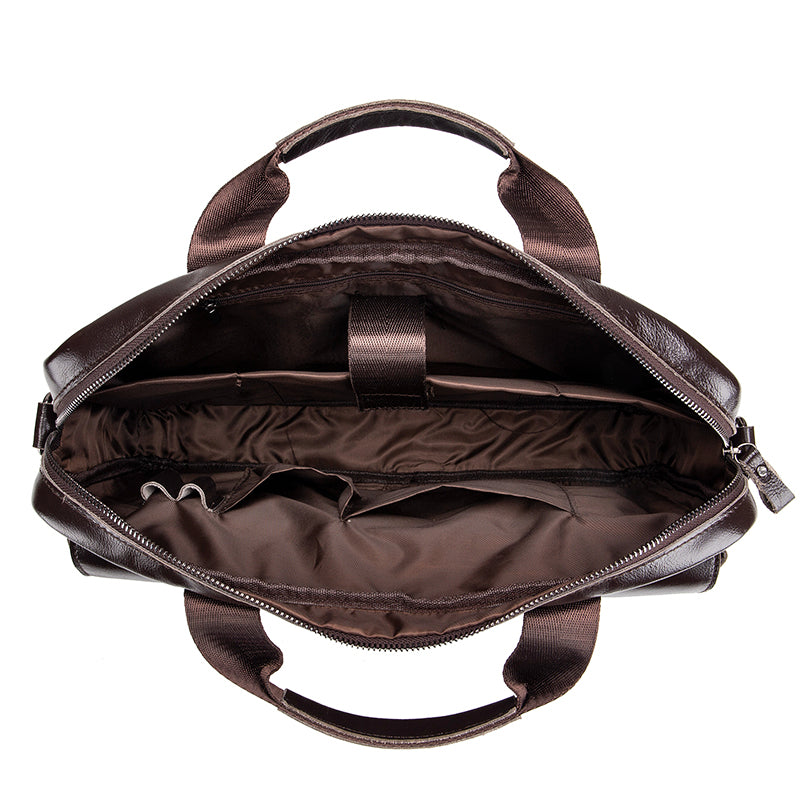 Men's Genuine Leather Briefcase Business Leather File iPad Messenger Bag Coffee 