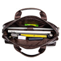 Men's Genuine Leather Briefcase Business Leather File iPad Messenger Bag Coffee