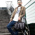 Men's Genuine Leather Briefcase Business Leather File iPad Messenger Bag Coffee