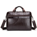 Men's Genuine Leather Briefcase Business Leather File iPad Messenger Bag Coffee