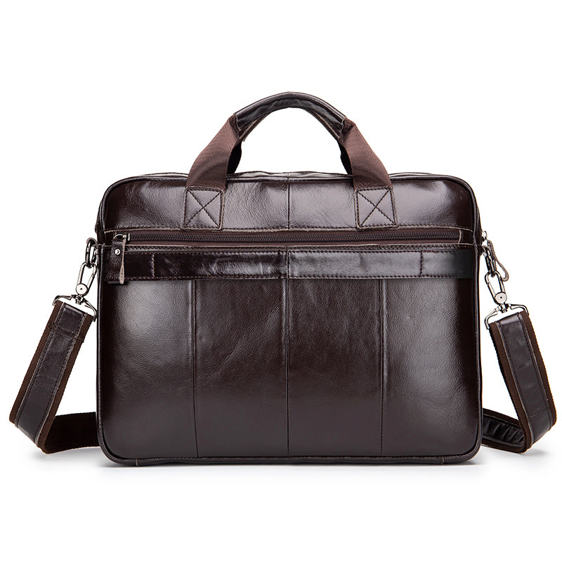 Men's Genuine Leather Briefcase Business Leather File iPad Messenger Bag Coffee
