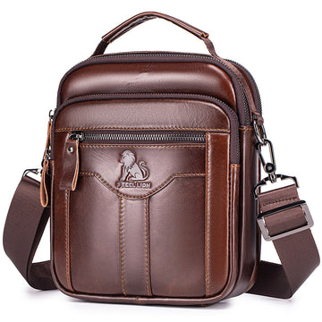 Men's Genuine Leather Shoulder Bag Messenger Briefcase CrossBody Bag Coffee