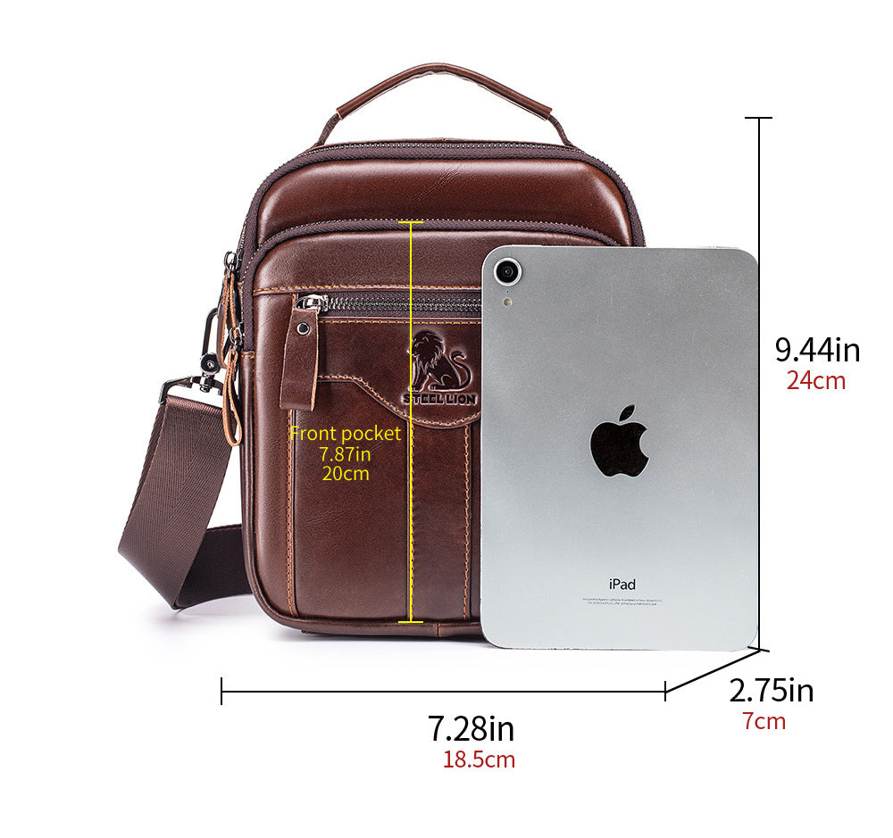 Men's Genuine Leather Shoulder Bag Messenger Briefcase CrossBody Bag Coffee
