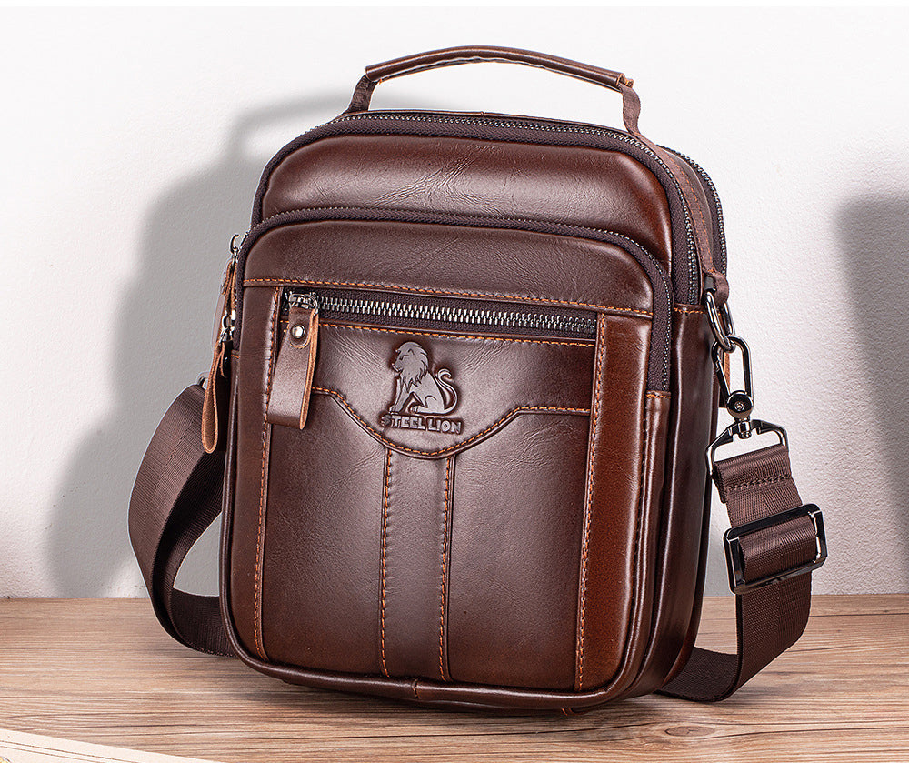 Men's Genuine Leather Shoulder Bag Messenger Briefcase CrossBody Bag Coffee
