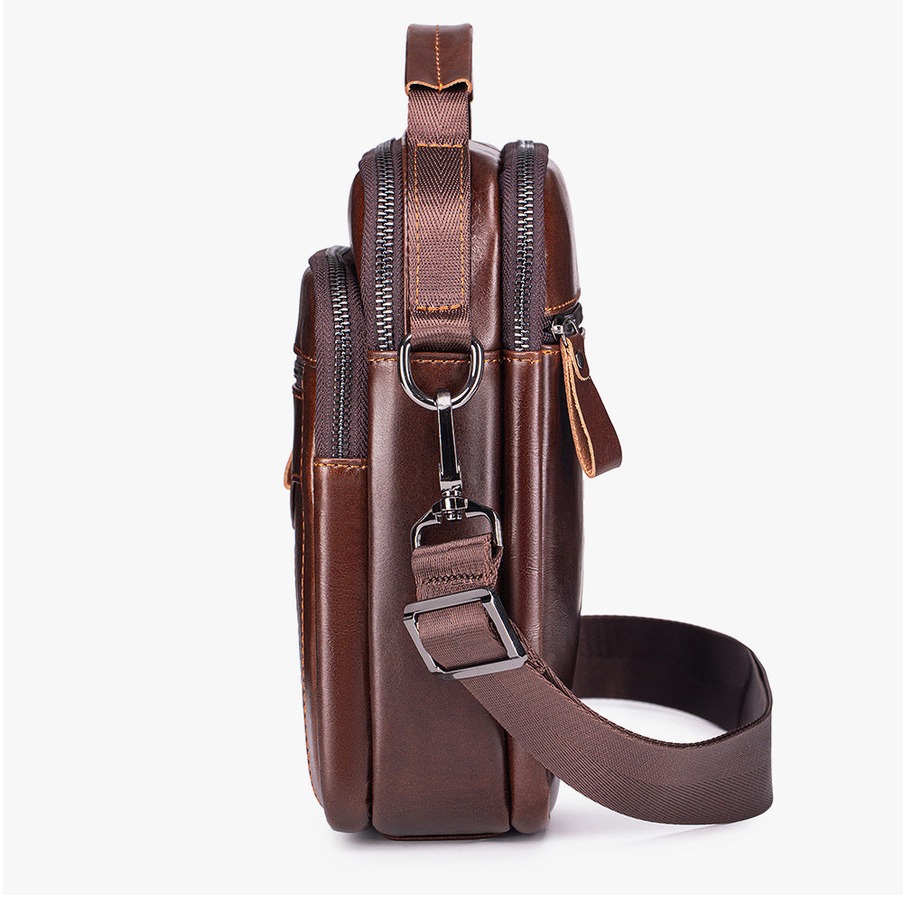 Men's Genuine Leather Shoulder Bag Messenger Briefcase CrossBody Bag Coffee