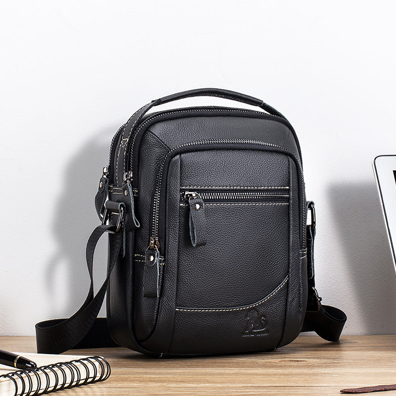 Men's Genuine Leather Shoulder Bag Messenger Briefcase CrossBody Handbag Black