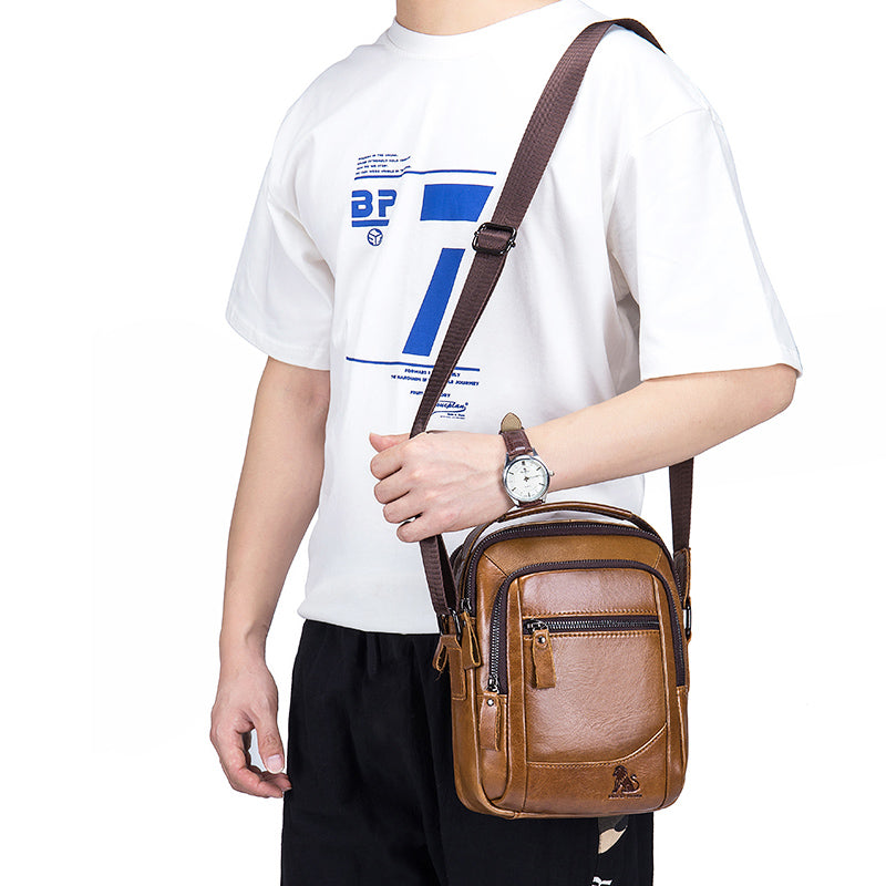 Men's Genuine Leather Shoulder Bag Messenger Briefcase CrossBody Handbag Brown