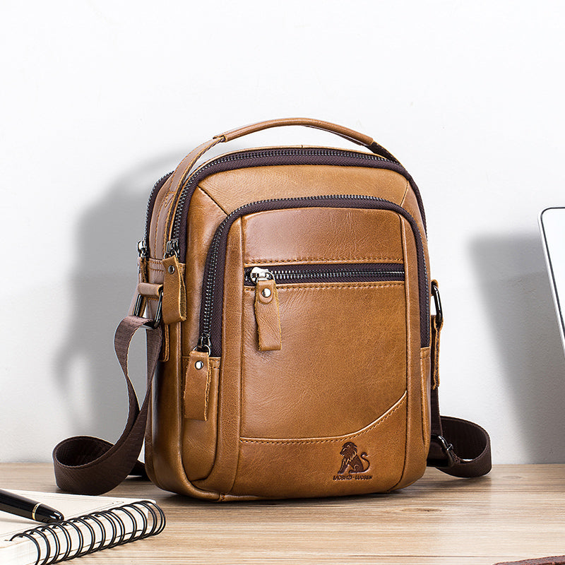 Men's Genuine Leather Shoulder Bag Messenger Briefcase CrossBody Handbag Brown