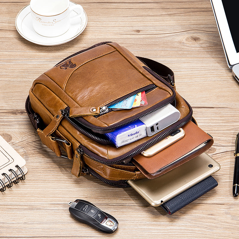Men's Genuine Leather Shoulder Bag Messenger Briefcase CrossBody Handbag Brown