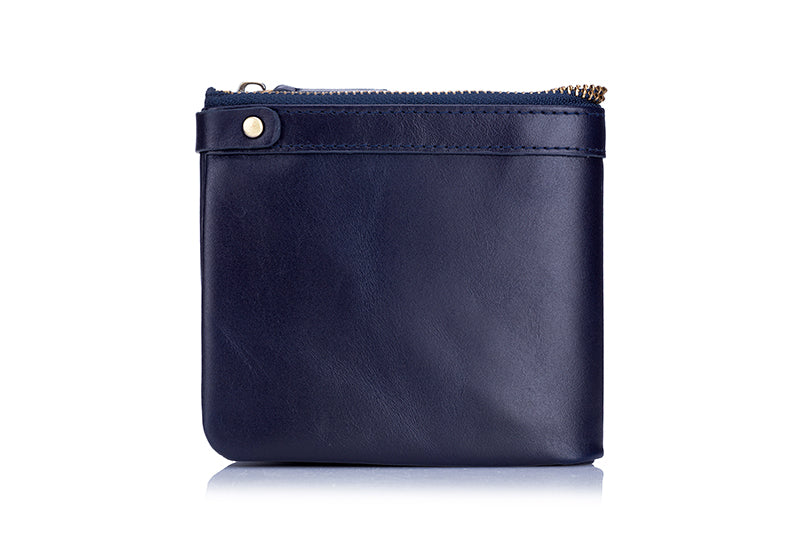 Men's Genuine Leather Wallet RFID Blocking Slim Stylish Bifold Wallet Blue
