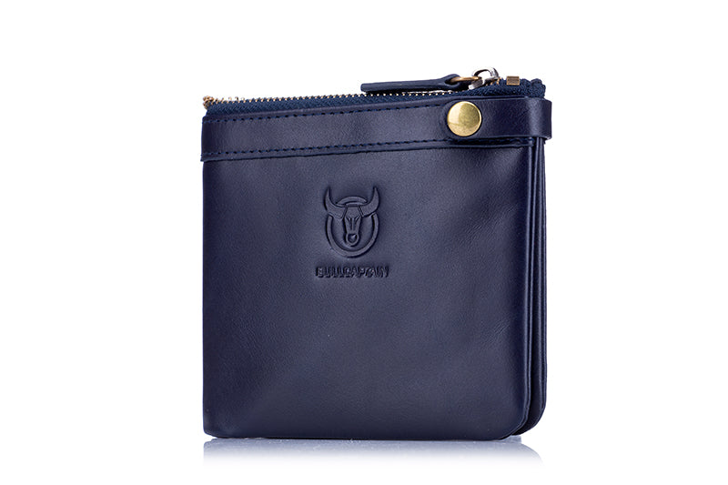Men's Genuine Leather Wallet RFID Blocking Slim Stylish Bifold Wallet Blue