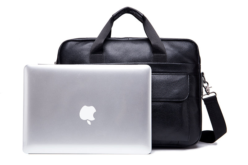 Men's Leather 15.6" Laptop Bag Briefcase Busines Shoulder Bag Handbag Black