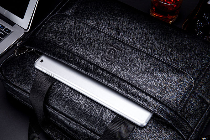 Men's Leather 15.6" Laptop Bag Briefcase Busines Shoulder Bag Handbag Black