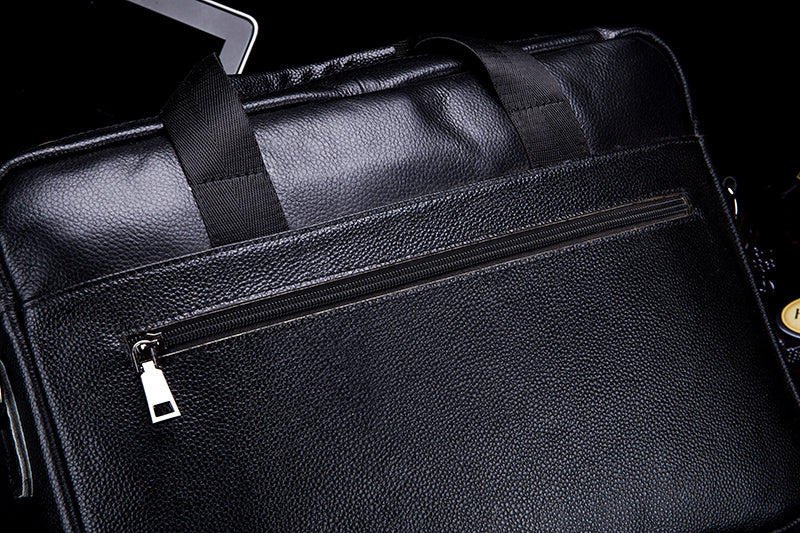 Men's Leather 15.6" Laptop Bag Briefcase Busines Shoulder Bag Handbag Black