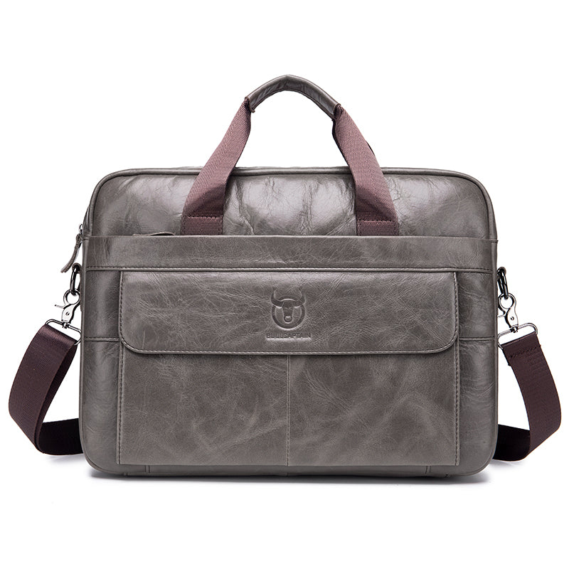 Men's Leather 15.6" Laptop Bag Briefcase Busines Shoulder Bag Handbag Grey