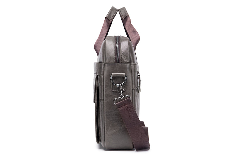 Men's Leather 15.6" Laptop Bag Briefcase Busines Shoulder Bag Handbag Grey