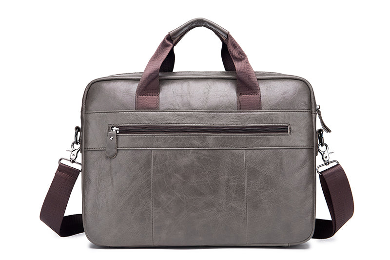 Men's Leather 15.6" Laptop Bag Briefcase Busines Shoulder Bag Handbag Grey