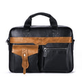 Men's Leather Business Bag Shoulder Conference Computer Messenger Bag Brown