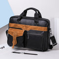 Men's Leather Business Bag Shoulder Conference Computer Messenger Bag Brown
