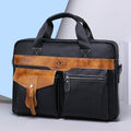 Men's Leather Business Bag Shoulder Conference Computer Messenger Bag Brown