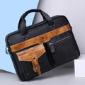 Men's Leather Business Bag Shoulder Conference Computer Messenger Bag Brown